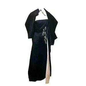 Like NEW - Fiesta navy tube top prom dress with shawl - Small